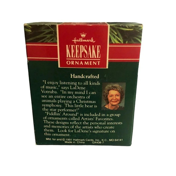 VTG HALLMARK KEEPSAKE '91 "Fiddlin' Around" Bear Violin Xmas Christmas Ornament - Picture 7 of 8